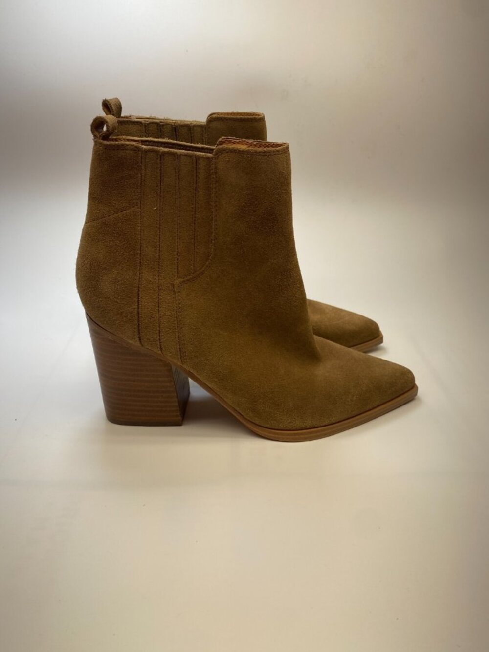 Marc Fisher LTD Womens Oshay Pointed Toe Leather Natural Suede Heel Bootie Sz 10